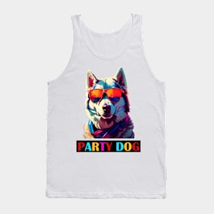 Party Dog Husky Retro Tank Top